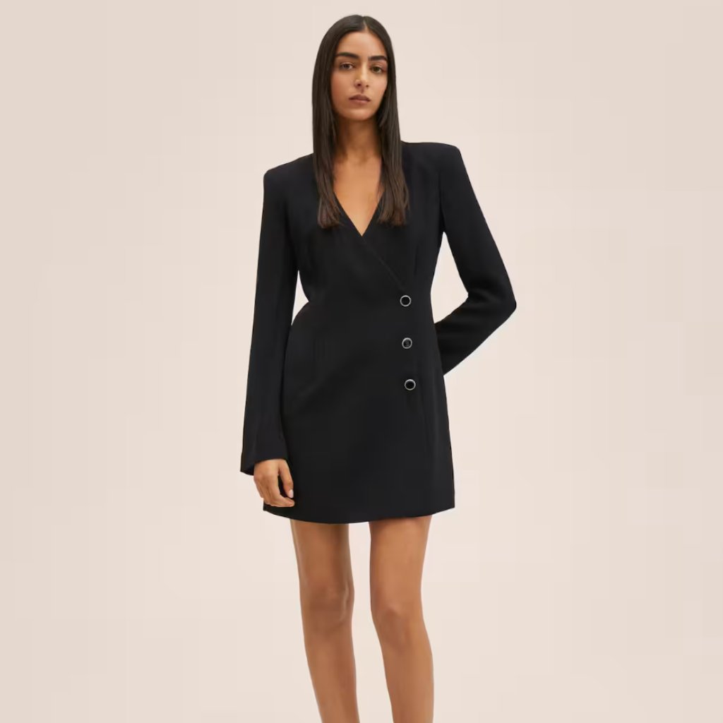 Mango Black Double-Breasted Blazer Mini Dress